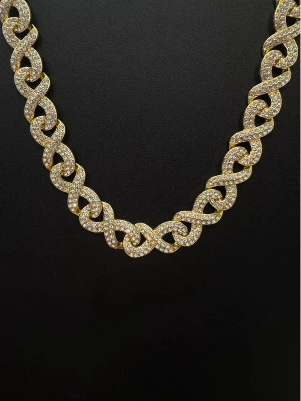 22” gold tone infinity chain, iced out